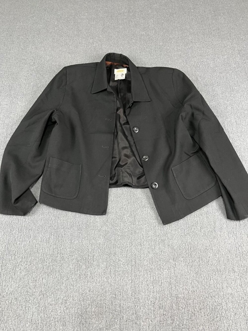 Talbots Petites Black Blazer Jacket Women’s Size 14P Button Front